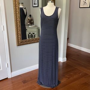 Ann Taylor Blue White Striped Maxi Dress